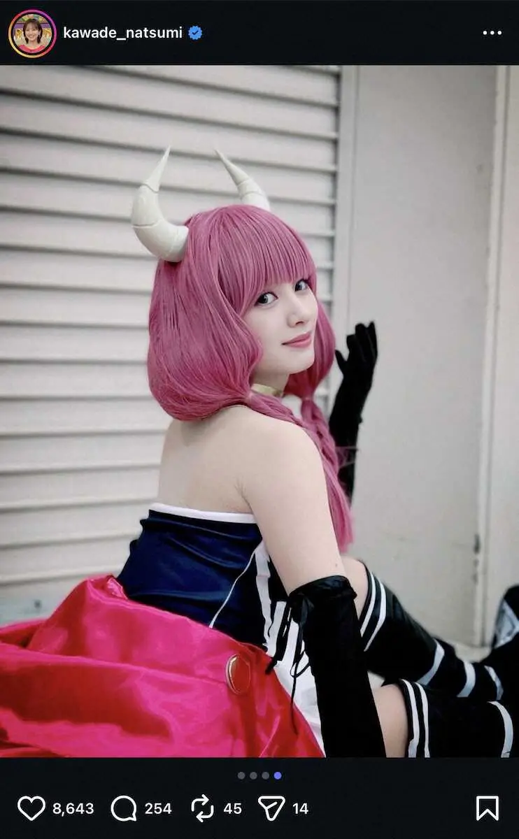 【画像・写真】日テレ・河出奈都美アナ　人気アニメキャラの本格コスプレSにネットくぎづけ！「最高」「努力の結晶」