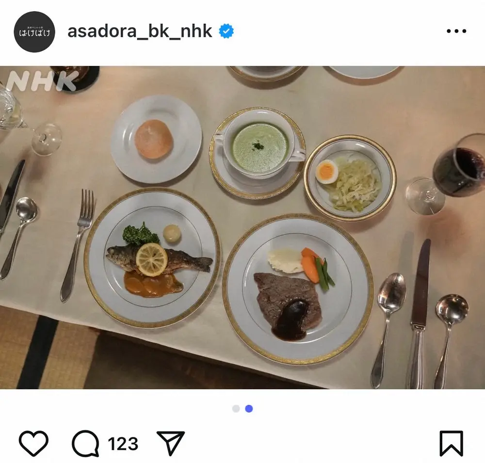 【画像・写真】朝ドラ「ばけばけ」オフショット　食事シーン撮影後には「みんなで美味しく頂きました」