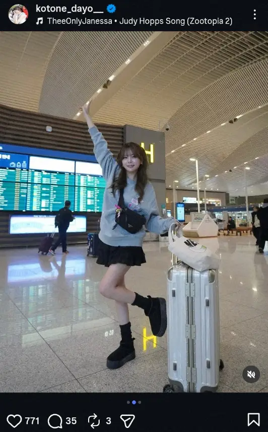 【画像・写真】“食いしん坊レースクイーン”水瀬琴音　ミニスカ空港コーデ公開に「NIKEファッションカッコいい！」