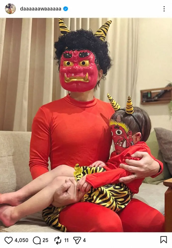 【画像・写真】和田正人「出番の前に寝た」切ない親子ショットにファンほっこり「シュール」「じわります」「子守鬼だ」