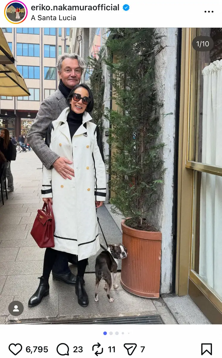 【画像・写真】中村江里子　夫がバックハグ！お出かけ夫婦S　コートは「20年ほど前の」圧巻着こなし