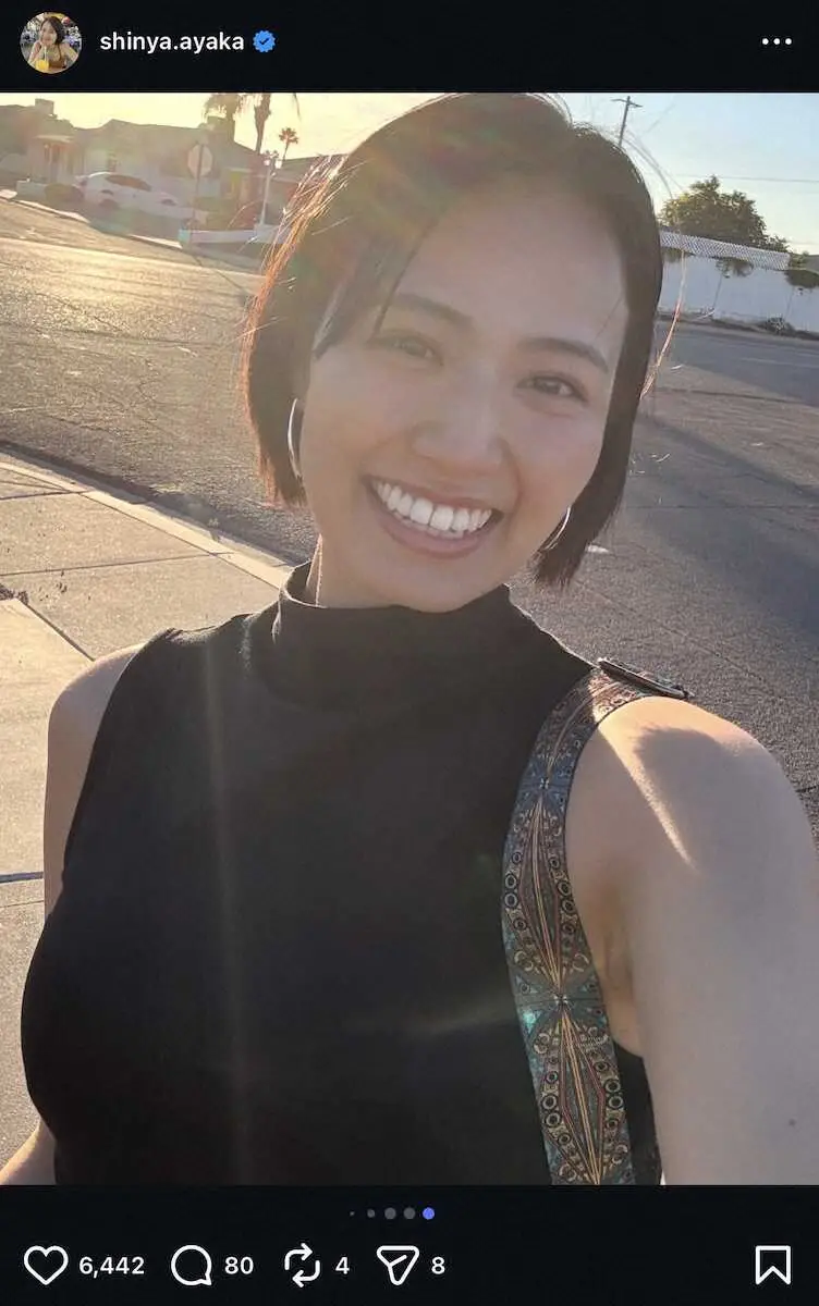 【画像・写真】TikTokで人気の福岡女子　大人な黒のノースリーブSにネットくぎづけ！「美人」「エレガント」