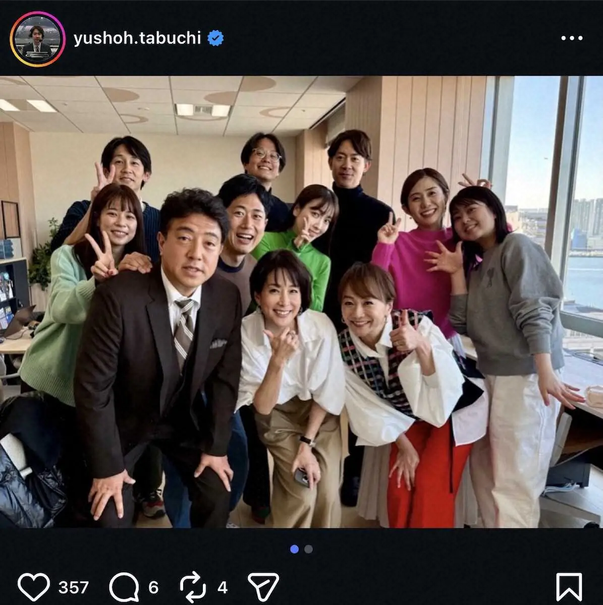 【画像・写真】フジ田淵裕章アナ「大先輩お2人…パワフルで盛り上がりました！」　大先輩女子アナと豪華3ショット！