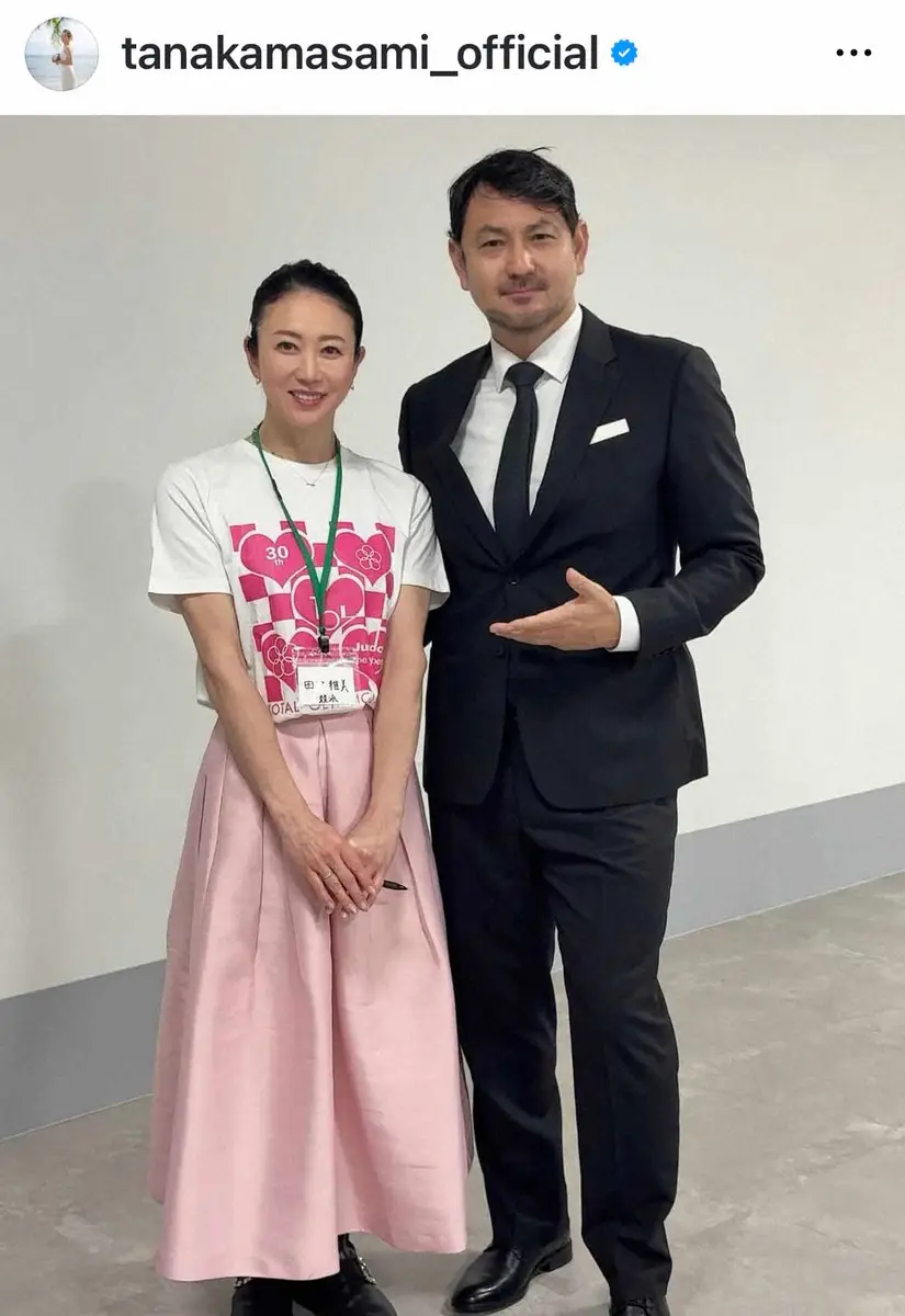 【画像・写真】田中雅美さん　「競泳界の大先輩」元オリンピアンの大物ミュージカル俳優との2S披露「ご活躍を楽しみに」