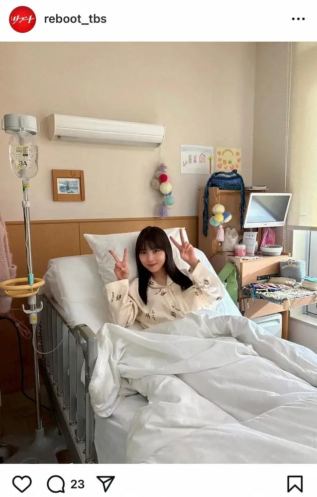 【画像・写真】日曜劇場「リブート」　病室のベッドで…与田祐希の第5話オフショットに反響「気になる」「かわいい」