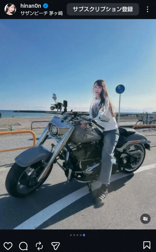 【画像・写真】“ハーレー女子”瀬名ひなの　愛車ファットボーイでのツーリング姿公開に「カッコいい」「すてき」