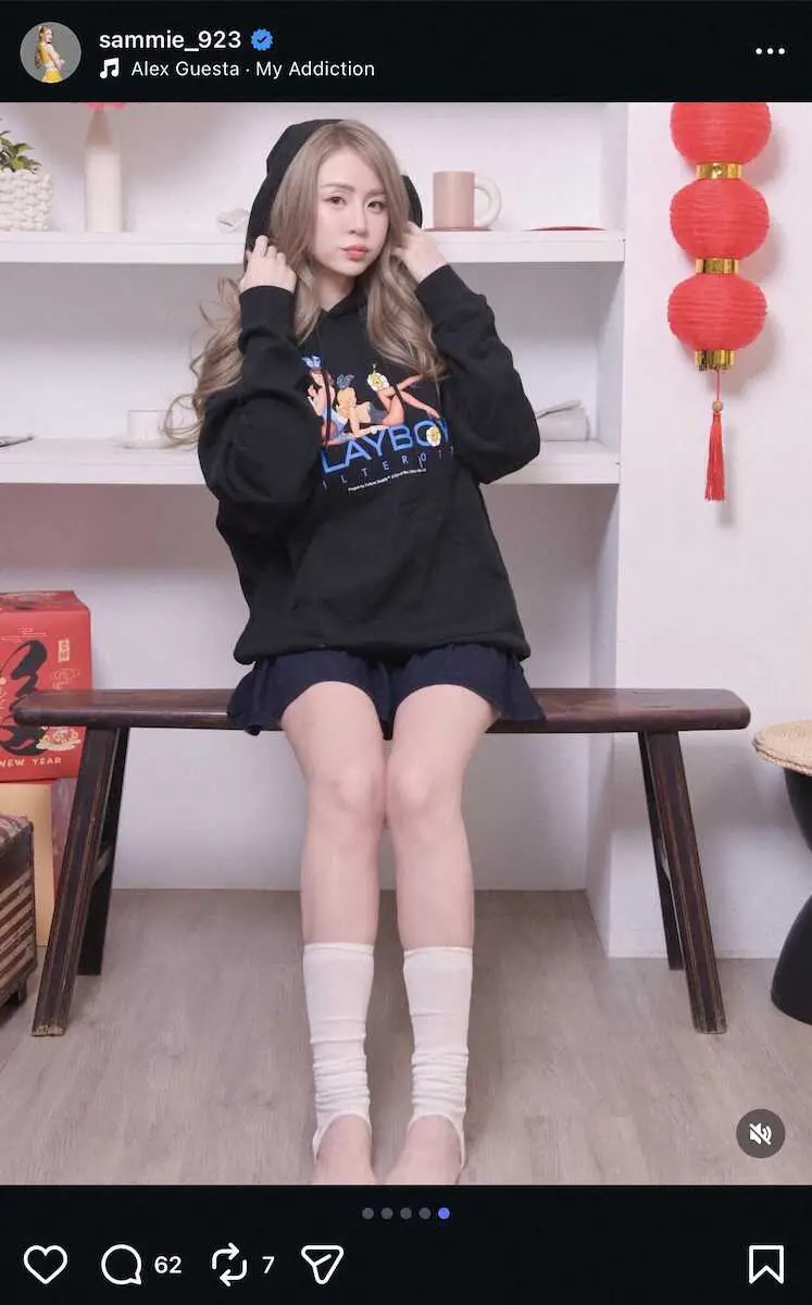 【画像・写真】人気台湾チア　フーディーパーカー＆“美脚”ミニスカコーデにネットくぎづけ！「女神」「お洒落」「素敵」