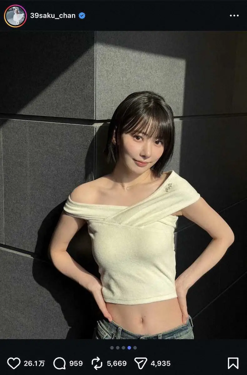 LE SSERAFIM」SAKURA公式インスタグラム（@39saku_chan）から