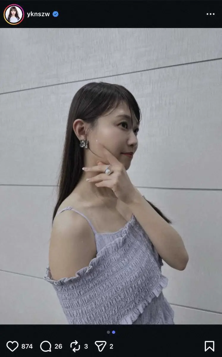 【画像・写真】ABEMA人気アナ“美デコルテ”のオフショルワンピ衣装Sにネット反響！「可愛すぎ」「とてもお似合い」