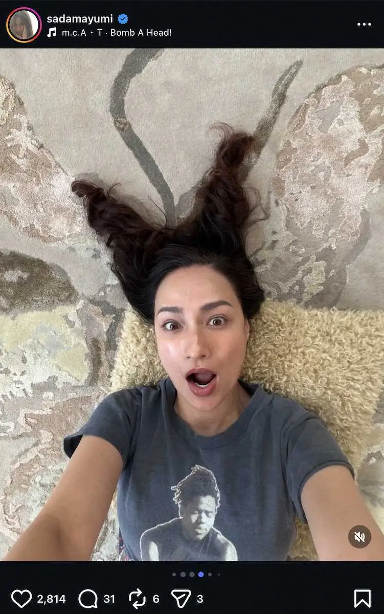 【画像・写真】佐田真由美「ヘアゴム取ったら…」　自宅でヘア大爆発！？ネット反響！「何をしても可愛い」