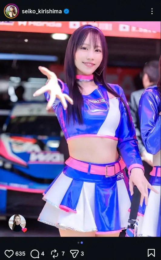 【画像・写真】“レース界の聖子ちゃん”霧島聖子　セパレートのミニスカ・コス姿披露に「可愛い」「やっぱこの衣装」