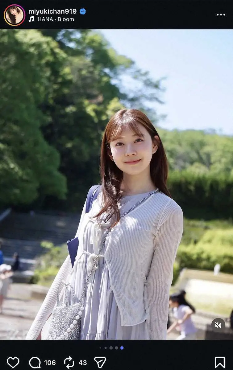 【画像・写真】渡辺美優紀「お散歩」　袖なしワンピース姿にネットくぎづけ！「春の妖精さんだ」「きゃわいい」