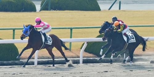 ＜京都新馬戦＞レースを制したワンダーハイーニャ（左）