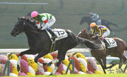 京都５Ｒ新馬戦を勝利したリオンディーズ（左）