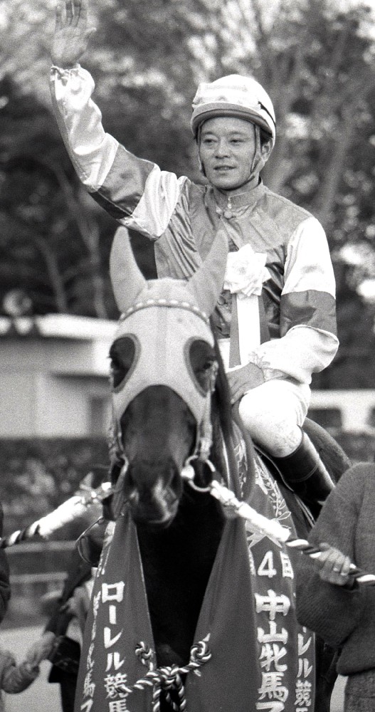 １９８６年の中山牝馬Ｓを勝った際のユキノローズ（鞍上は郷原洋行）