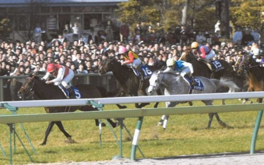 02年の高松宮記念で優勝したショウナンカンプ（左、5）
