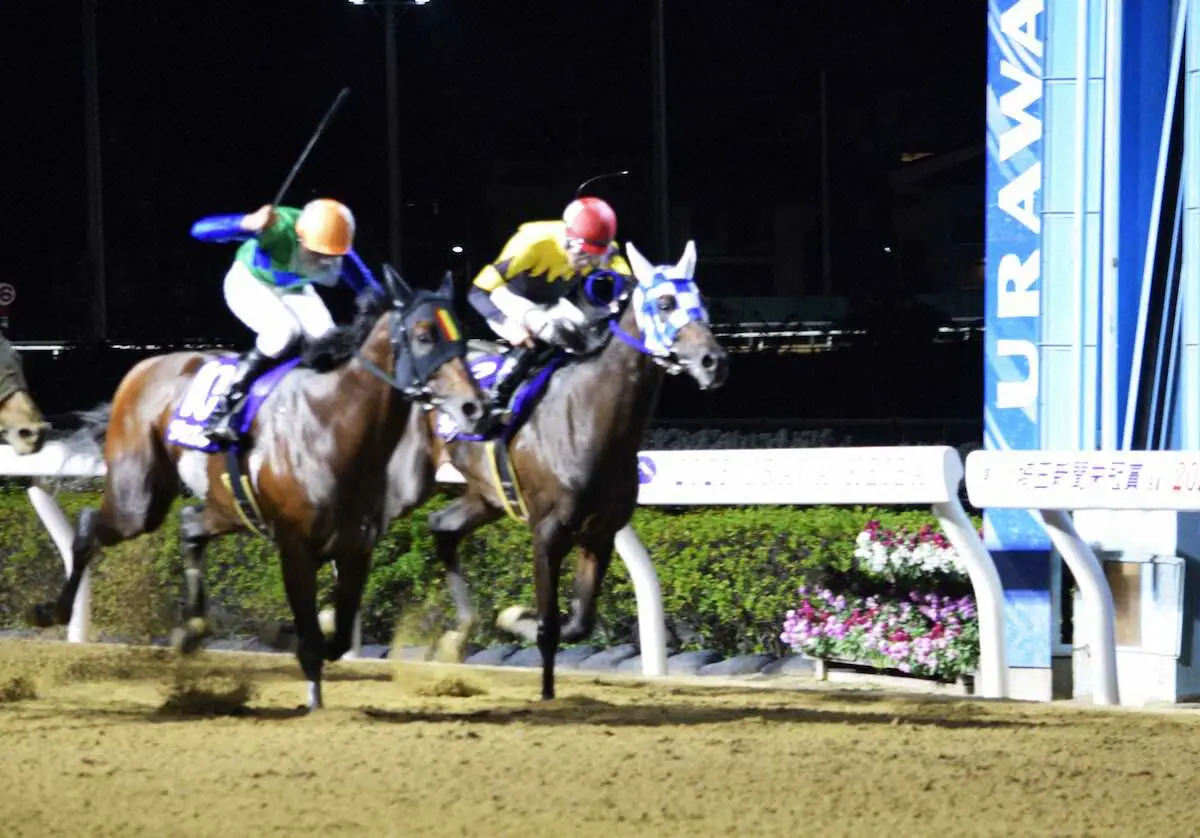 【画像・写真】ゴール前きっちり外から差し切ったジョエル。鞍上の所は重賞初制覇に右手でガッツポーズを作ってゴール