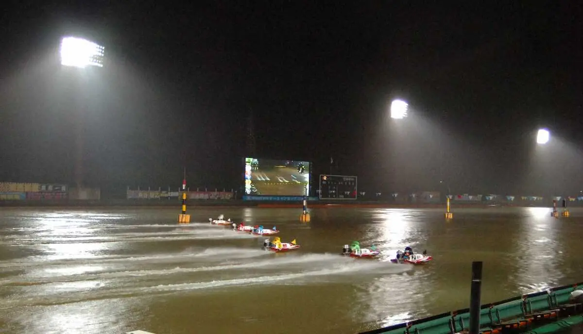 【画像・写真】【若松ボート　ミッドナイトボートレース】27日の開催は荒天のため中止打ち切り　優勝戦は30日