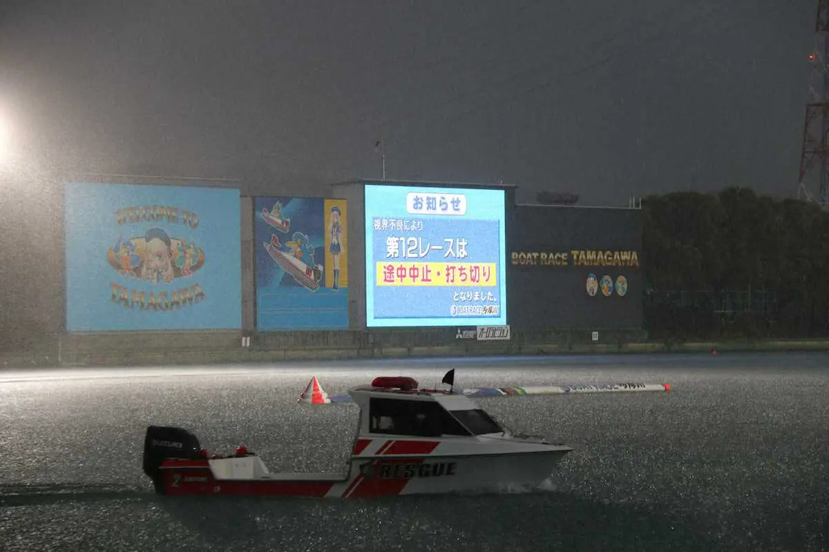 【画像・写真】【多摩川ボート　第20回マンスリーBOATRACE杯】荒天による視界不良で12Rが中止・打ち切り
