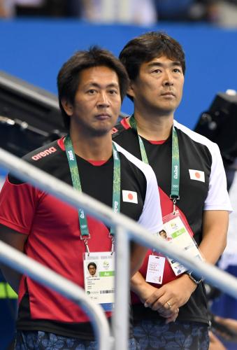 競泳男子　梅原孝之コーチ（左）と平井伯昌コーチ