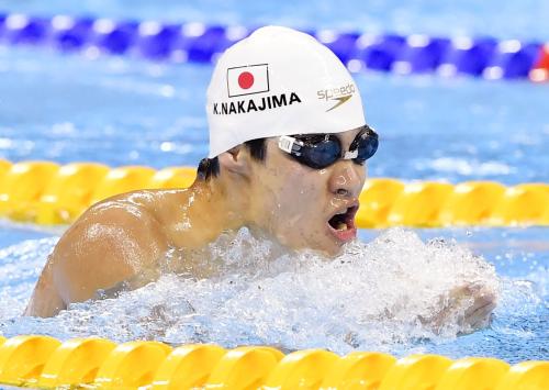 男子２００メートル個人メドレー（知的障害）決勝　銅メダルを獲得した中島啓智の平泳ぎ