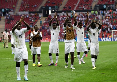 ＜Ｕ―２０Ｗ杯＞３位決定戦に勝利し喜ぶガーナ代表の選手たち