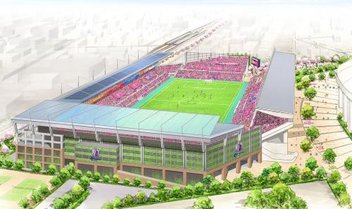 Ｃ大阪が発表した、改修後のキンチョウスタジアムの完成イメージ