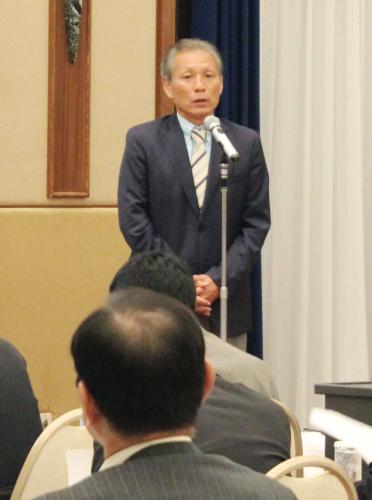 八百長対策セミナーで、あいさつする日本サッカー協会の原博実専務理事