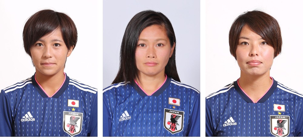 「なでしこジャパン」のＮＺ遠征メンバーに順当選出された（左から）岩渕真奈、川澄奈穂美、熊谷紗希