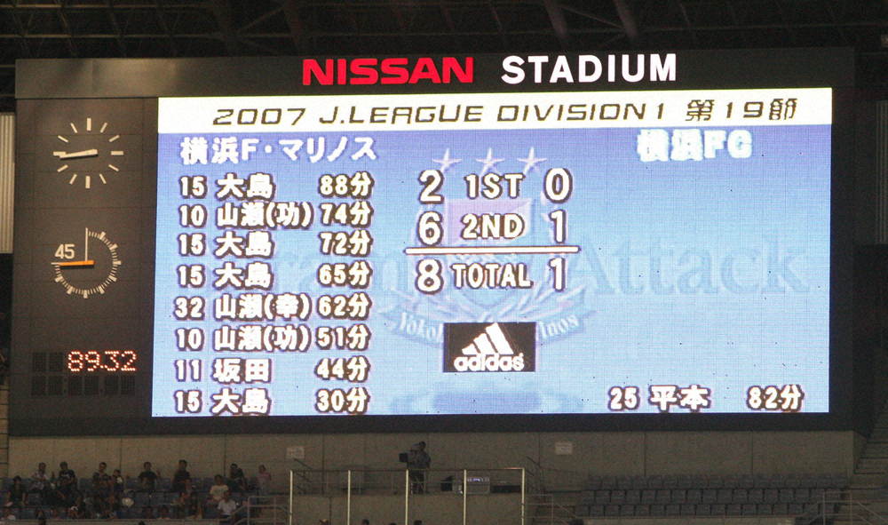 07年8月11日に行われた横浜ダービーの電光掲示板 スポニチ Sponichi Annex サッカー