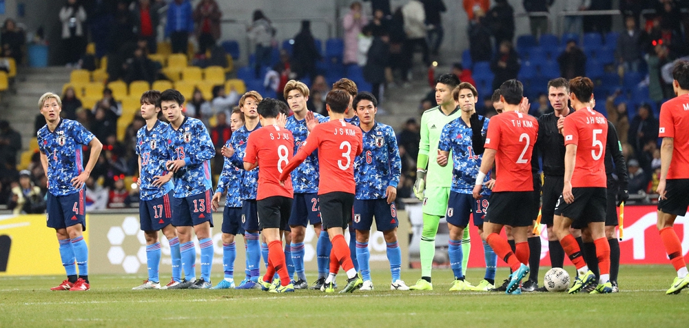2019年、東アジアEー1サッカー選手権で対戦した日本代表と韓国代表