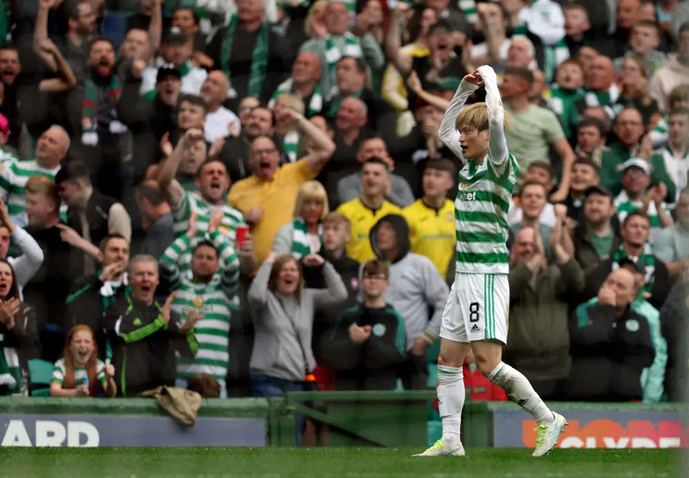 【画像・写真】セルティックV引き寄せた!大然弾&古橋弾　王座奪回へ日本人コンビがド派手初競演