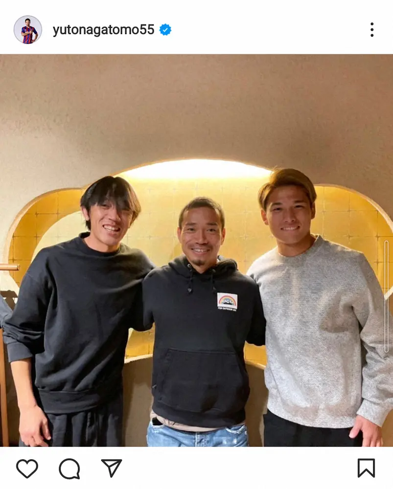 【画像・写真】長友佑都　中村俊輔氏、松木玖生との3ショット披露し中村氏への思い語る「僕の人生の財産」