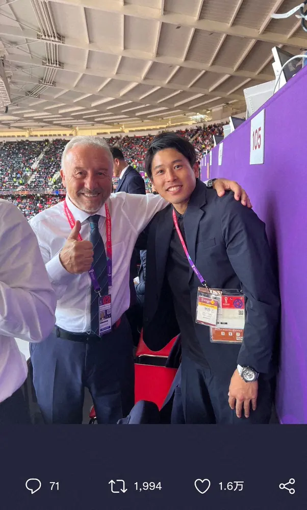 【画像・写真】内田篤人氏　”恩師”ザッケローニ氏と再会　ファンも「ザックジャパンのサッカー、大好きでした」