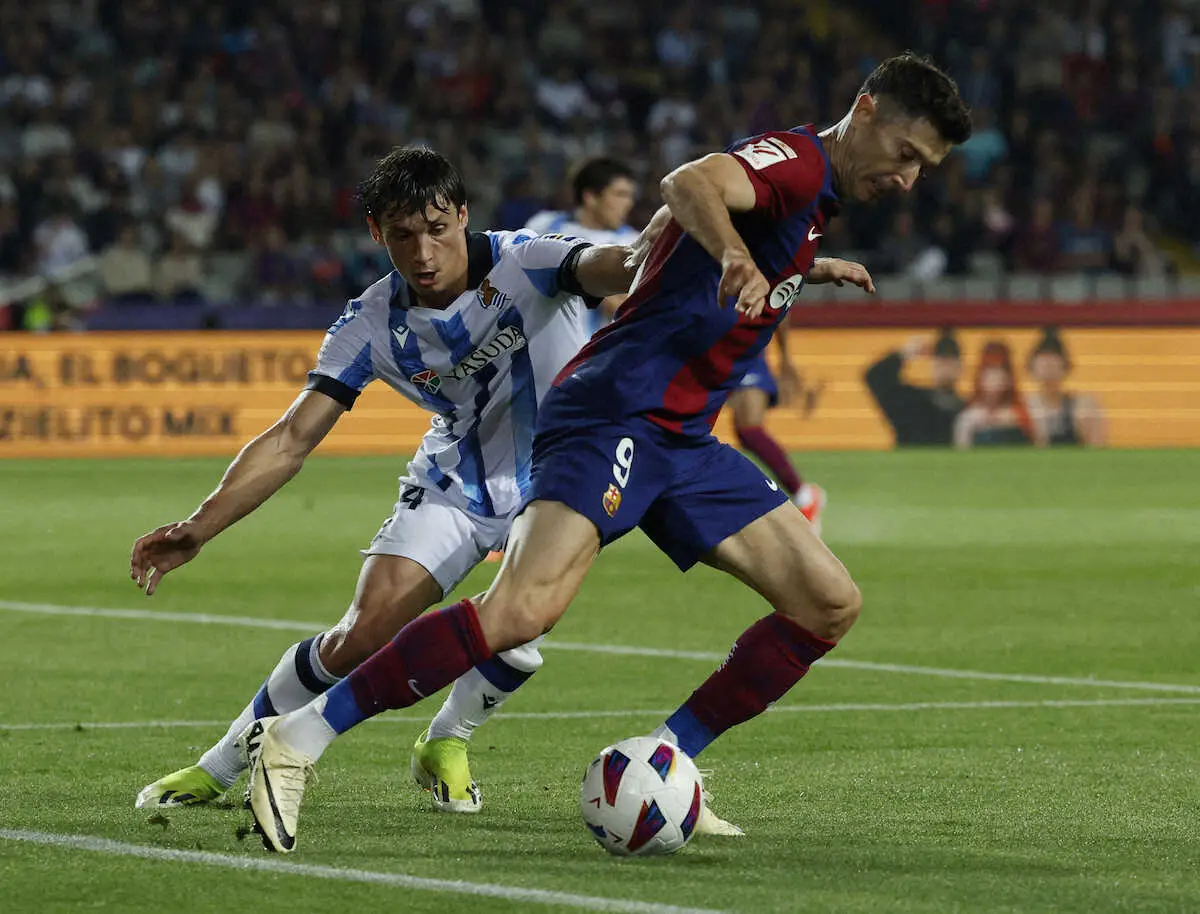 【画像・写真】バルサ　ソシエダ破り2位浮上!シャビ監督「相手5バックは予想外」　FWレバンドフスキの交代理由は…