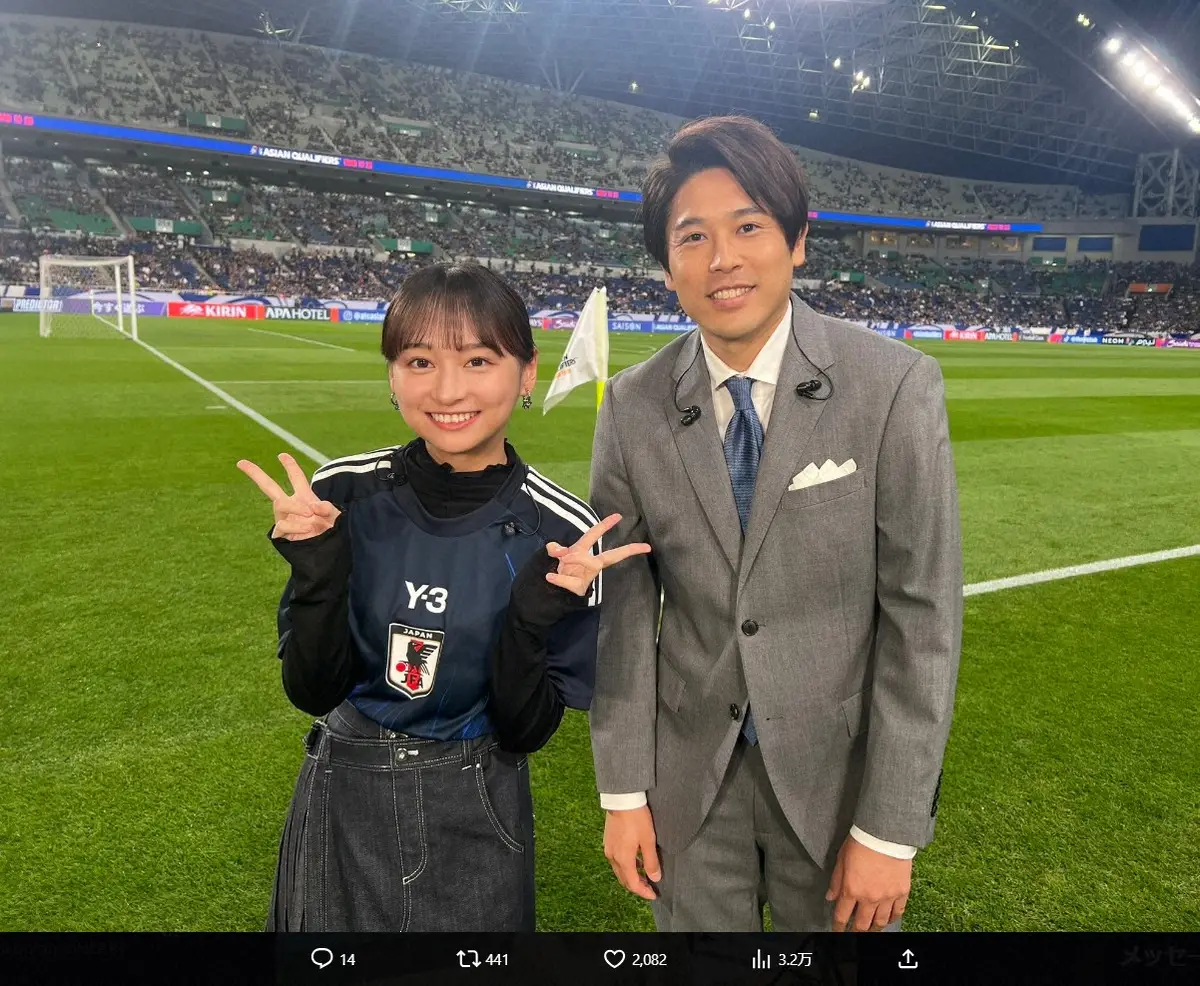 【画像・写真】日本代表戦生中継で内田篤人氏＆元日向坂・影山優佳コンビにネット反響！「連係完璧」「微笑ましい」