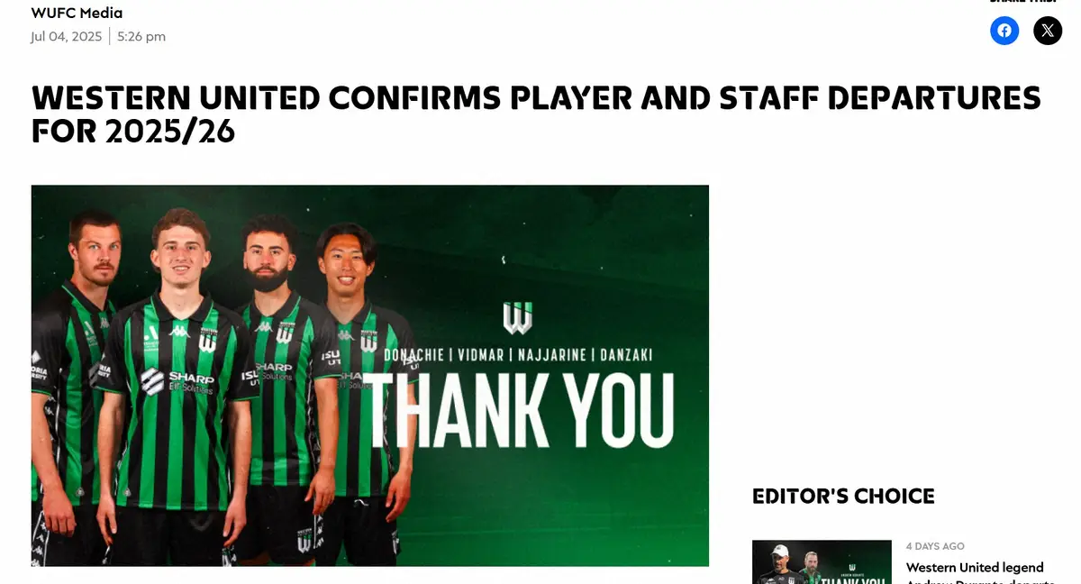 【画像・写真】サッカー豪州リーグ　賭博容疑で逮捕・起訴が報じられた日本人選手が退団　クラブが発表