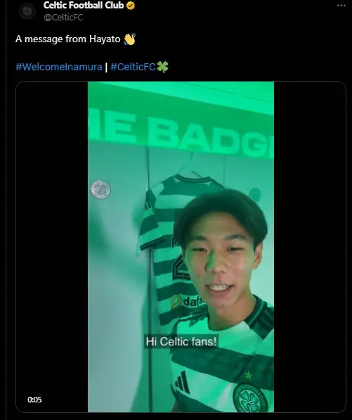 【画像・写真】セルティックがDF稲村隼翔との4年契約を発表　中村俊輔氏と同じ背番号25に決定「輝いて見えた」