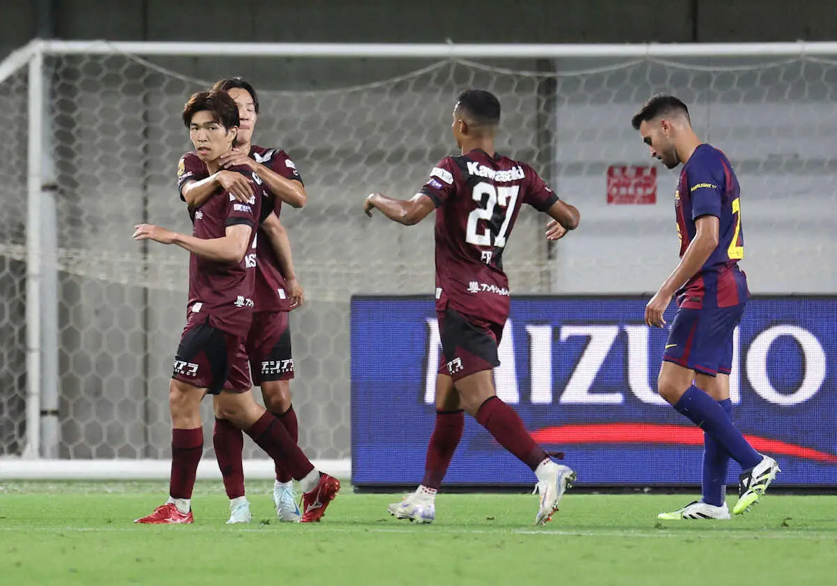 【画像・写真】神戸MF宮代大聖　バルサの牙城崩す同点弾　3度目の対戦で世界の強豪相手にクラブ初得点