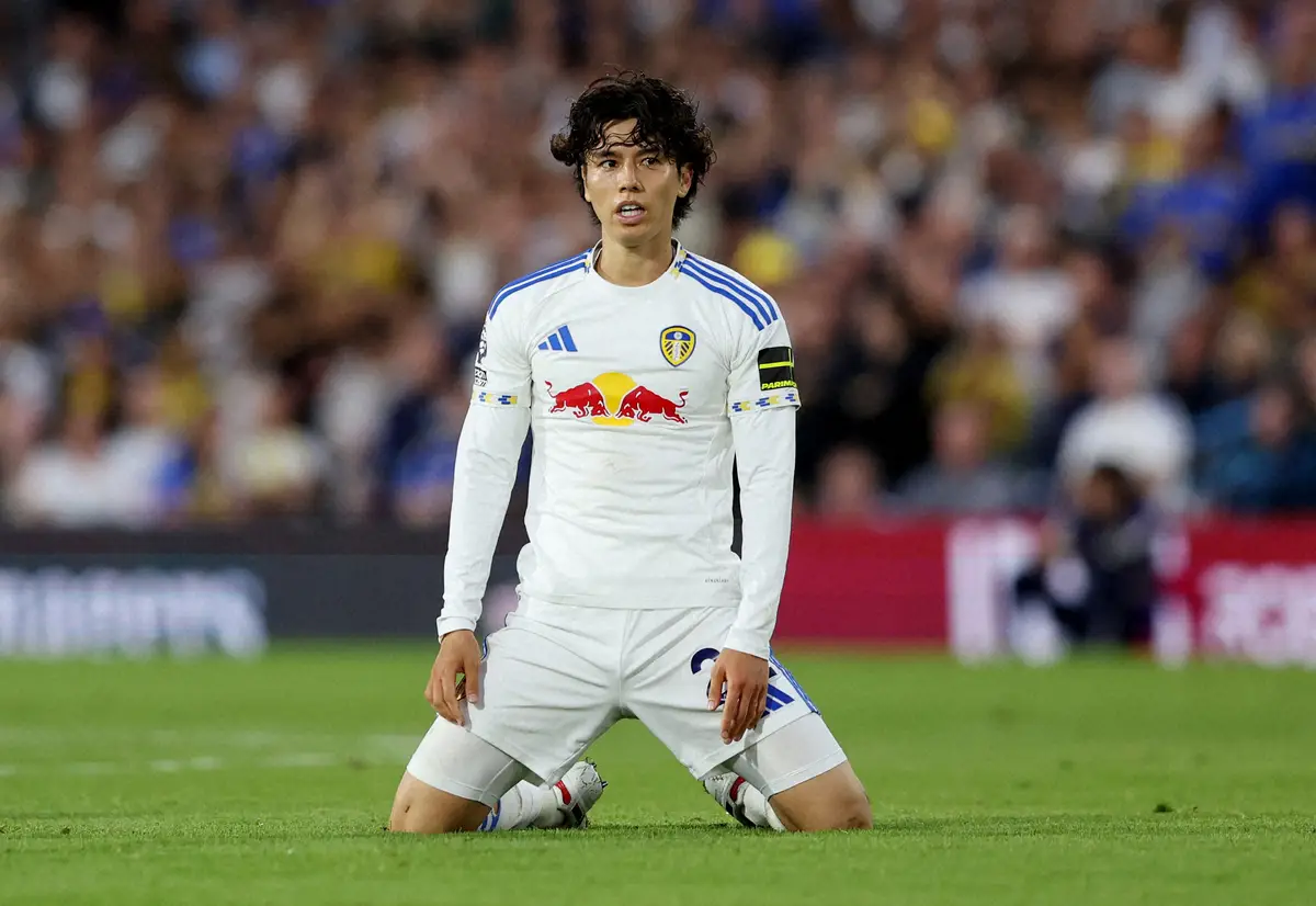 【画像・写真】右膝負傷の田中碧に関してリーズ監督が「数週間離脱する」と発言　9月の日本代表遠征は参加不可