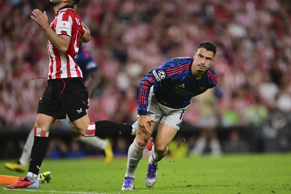 【画像・写真】ビルバオ戦の後半、先制ゴールを決めたアーセナルFWマルチネリ（AP）