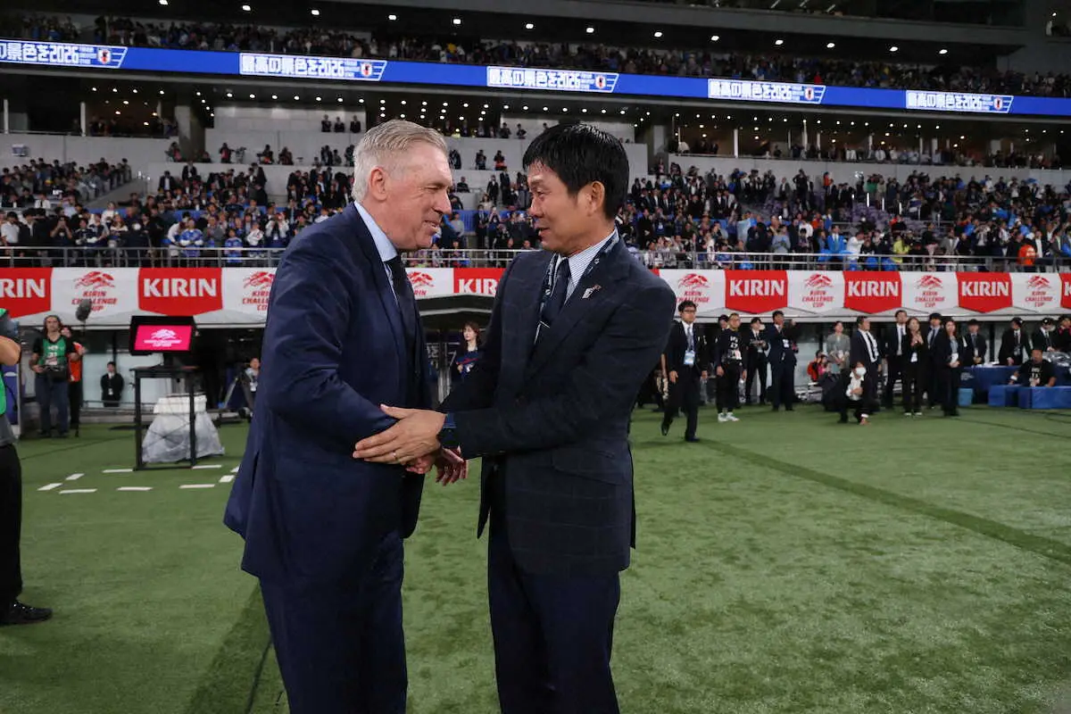 【画像・写真】歴史を変えた！森保監督、ブラジル戦初勝利に歓喜「我々の選手たちが頑張ってくれた」ガラガラ声で総括