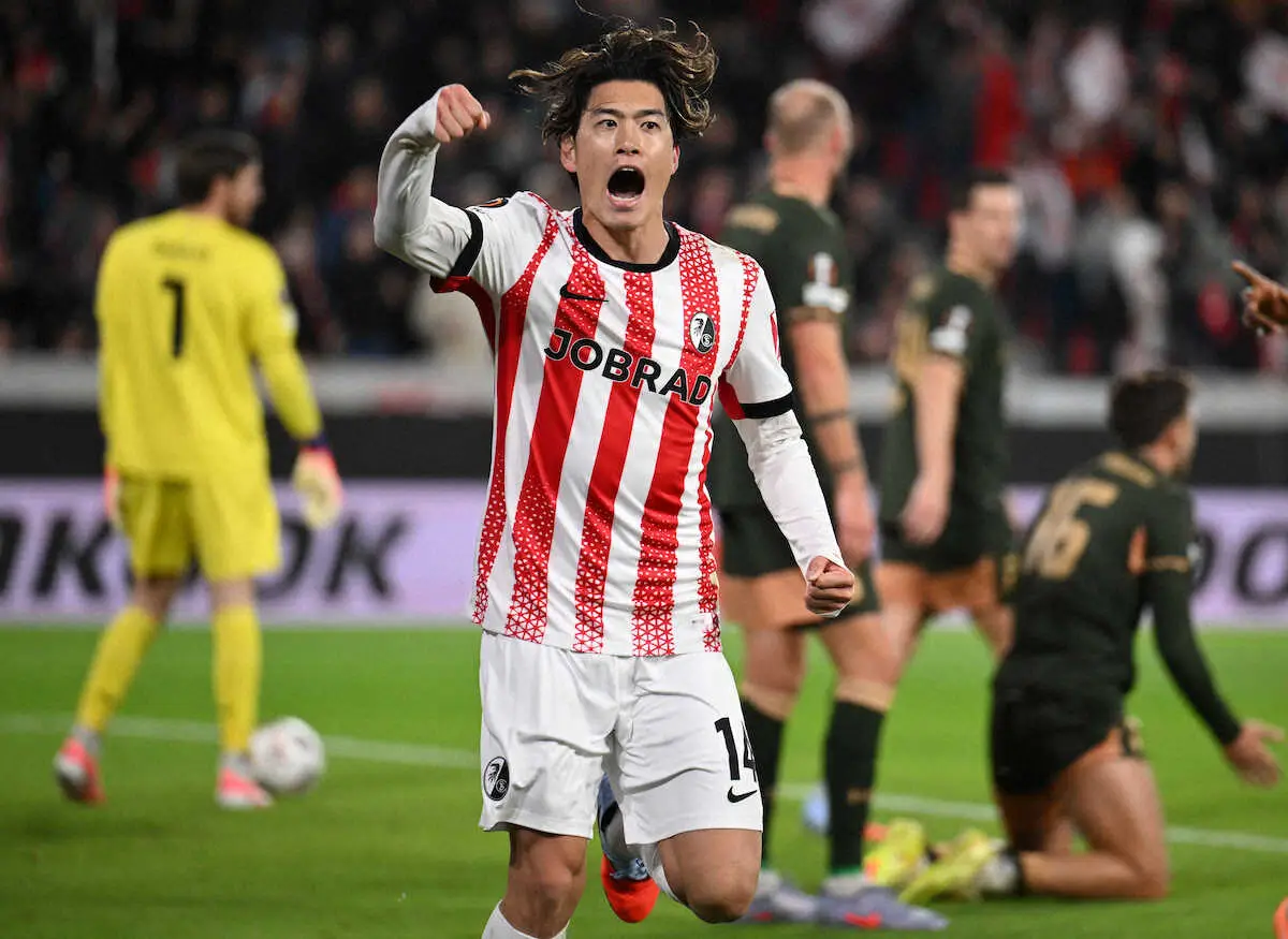 【画像・写真】フライブルク・鈴木唯人　ドイツ1部初ゴール！リーグ戦8試合ぶり先発で鋭い右足ボレー弾