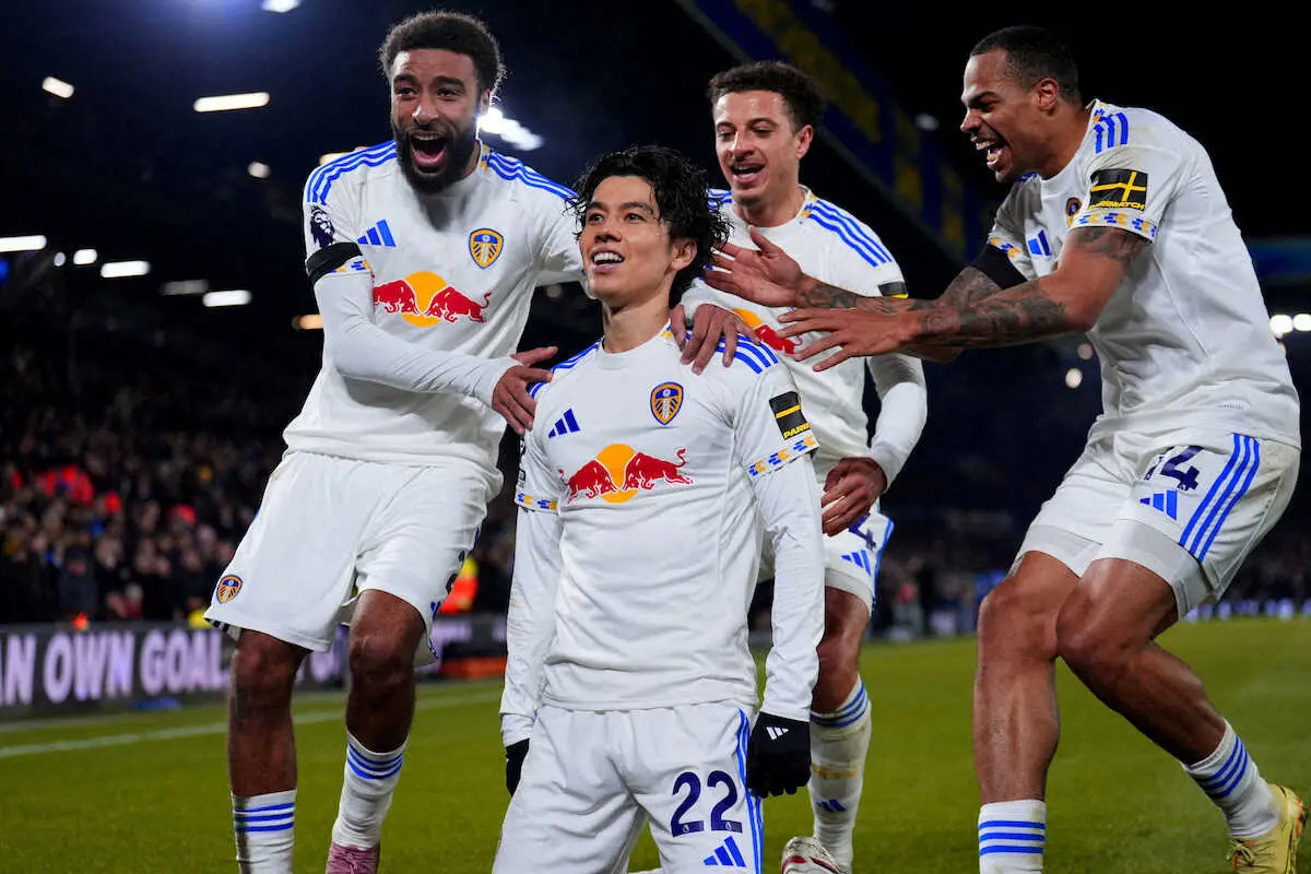 【画像・写真】リーズ田中碧がプレミア初ゴール　矢のようなミドル弾で日本選手12人目　「美しい一撃」と地元メディア