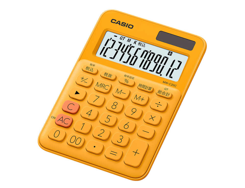 １３色から選べる電卓　カシオ計算機の「カラフル電卓」のオレンジ色