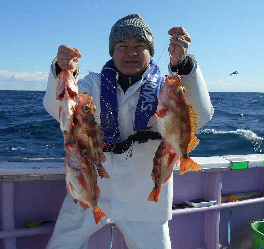 竿頭となった大久保慎一さんは38匹を釣り上げた　　　　　　　　　　