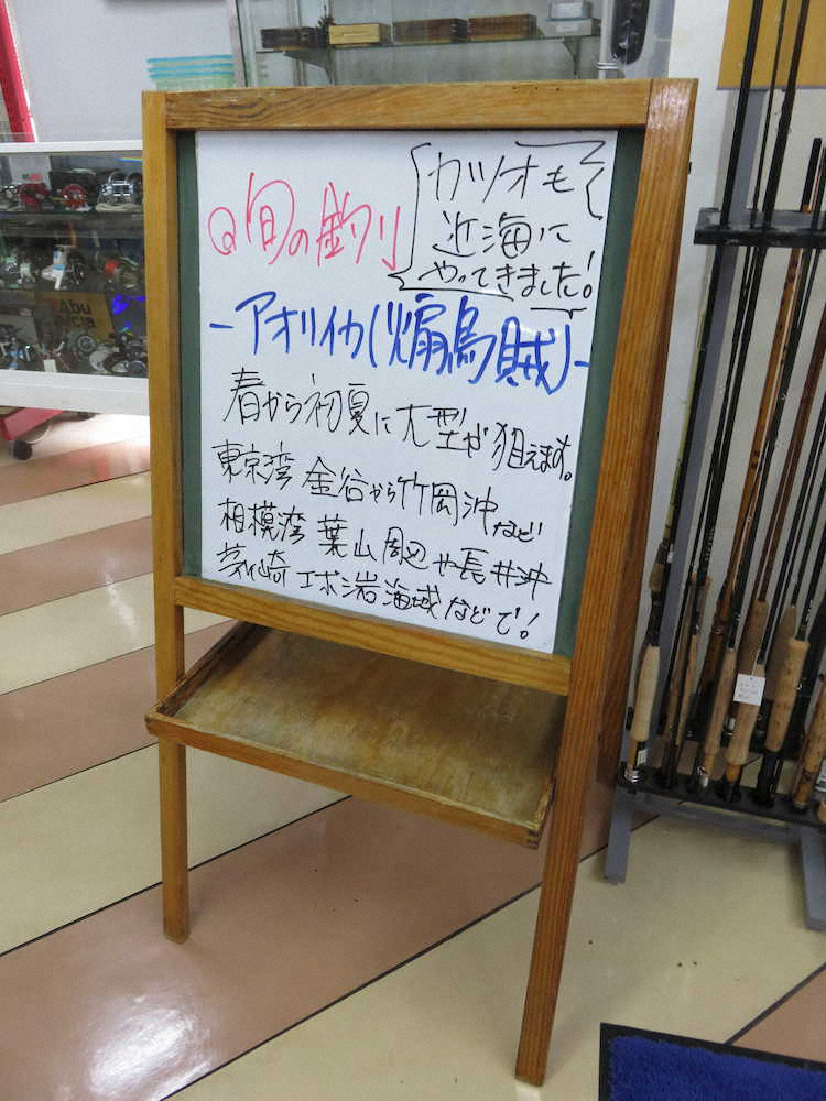 店内には“旬”の釣り物が書かれた看板もある