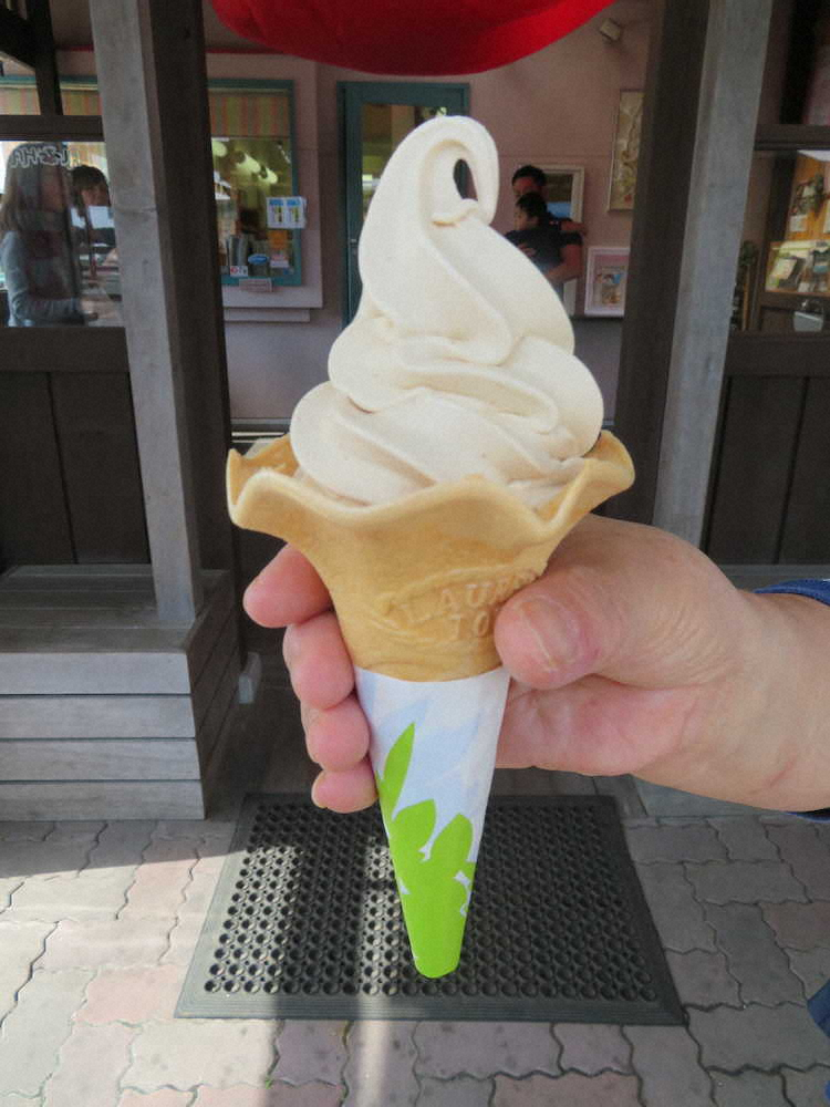 木村ピーナッツのピーナッツソフトクリームは濃厚で甘さも程良く、オススメの一品だ