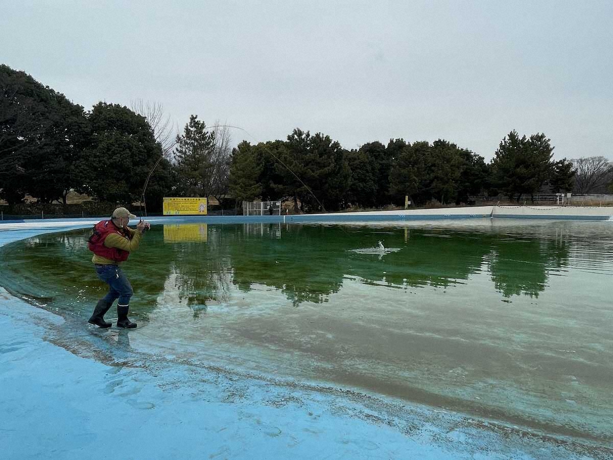 【画像・写真】ファイト一発!!53センチレインボー　強烈ヒット5分かけて引き寄せた