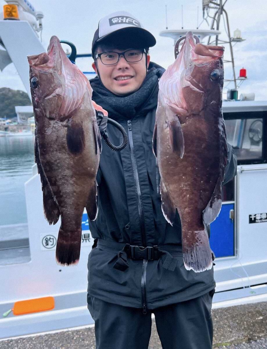 【画像・写真】初心者に一本釣られた～　2・1キロマハタ　アドバイスしたらすぐ掛けられた！　2匹でも感動半減